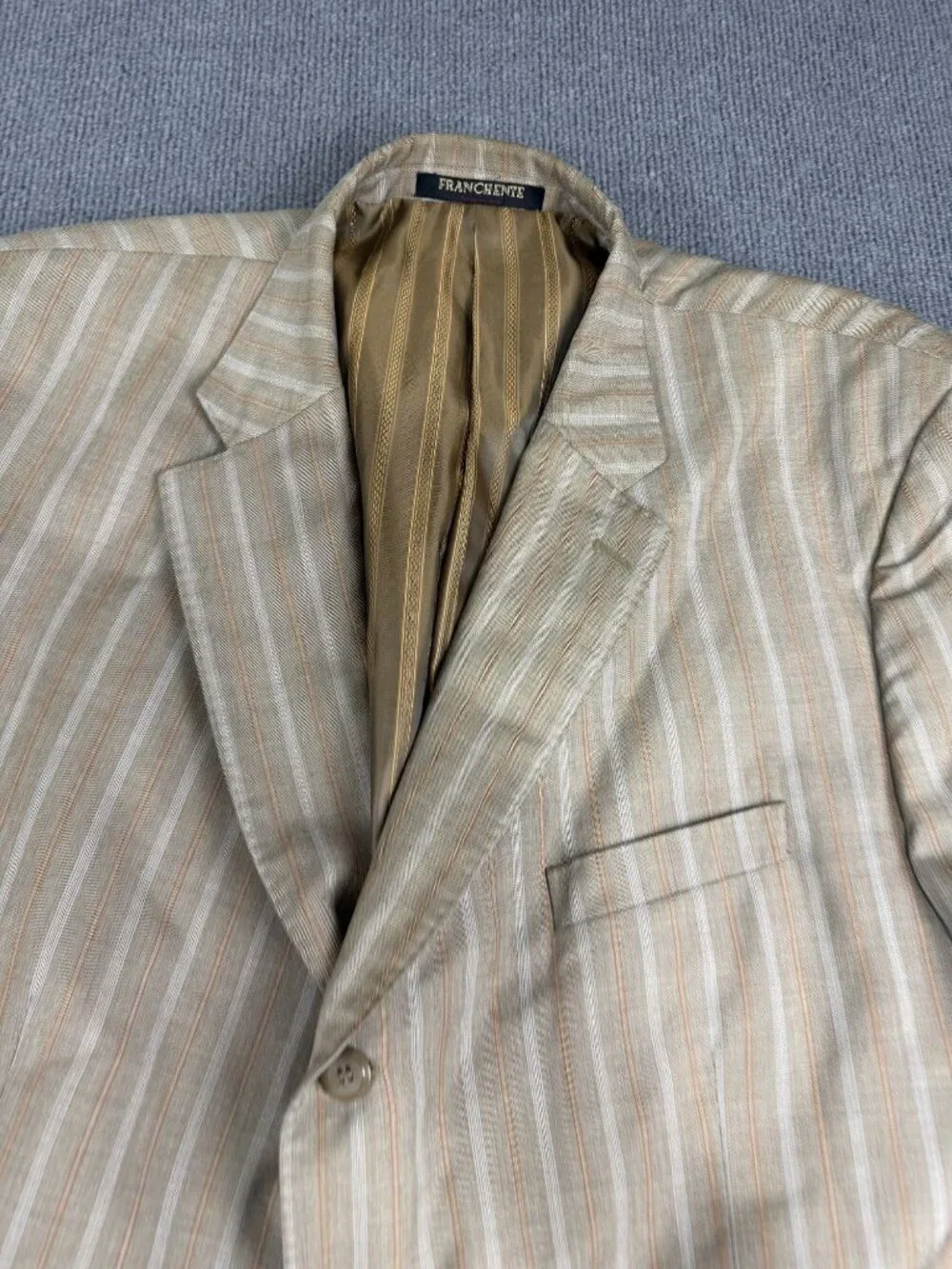 Franchente Mens Beige Striped Blazer 52S